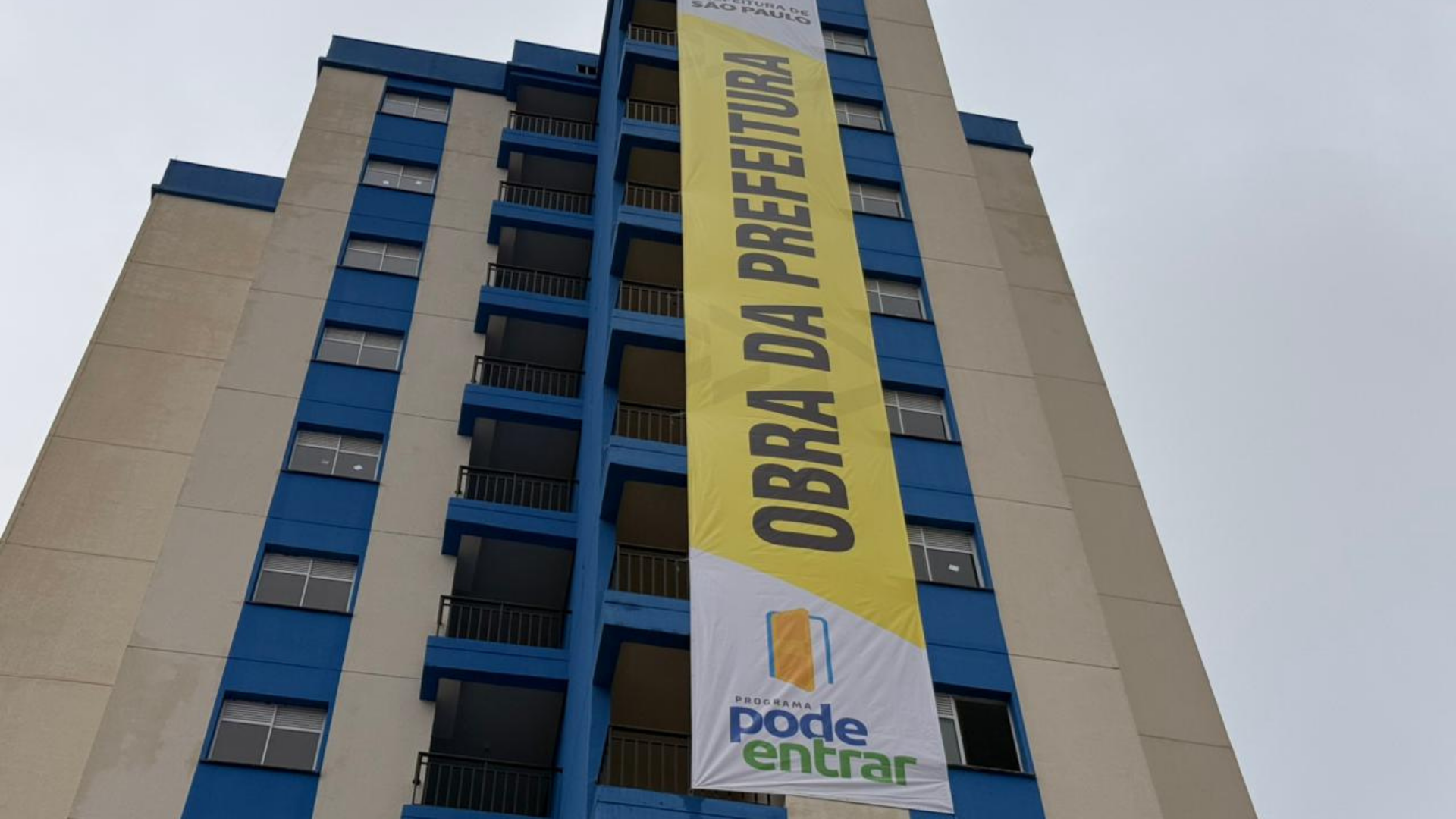 Parte externa da obra do prédio gerido pela Prefeitura de São Paulo