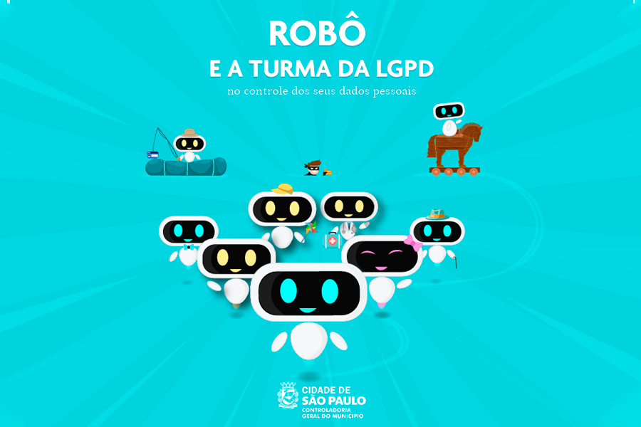 Arte em tons de azul claro com um fundo vibrante. No topo e centralizado, o texto: 