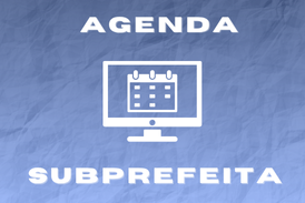 Escrita Agenda Subprefeita com um ícone de computador e calendário centralizado 