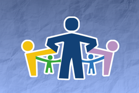 Logo Conselho Participativo Municipal na cor azul com bonecos coloridos