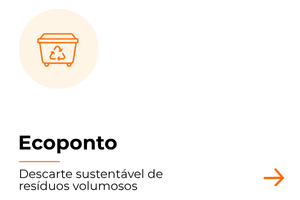 Em fundo branco, a imagem traz no canto superior esquerdo um círculo bege-claro com um ícone em linhas alaranjadas, mostrando uma caçamba de lixo com o símbolo internacional da reciclagem estampado. Abaixo do ícone, em destaque e na cor preta, está escrito o título 